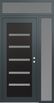 Diamond C7 48" x 96" anthracite/anthracite frosted Glass Panel black LHI with Sidelite and Transom frosted Glass