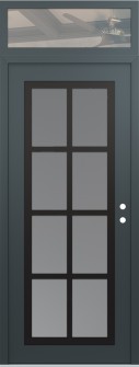 Diamond C16 36" x 96" anthracite/anthracite frosted Glass Panel black LHI with Transom clear Glass