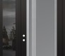 Modern Steel Front Door Diamond C15 52" x 96" black/white frosted Glass Panel stainless steel RHI with Sidelite and Transom mirrored Glass