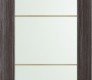 Modern Interior DOOR SLAB PALLADIO 202 4H GOLD STRIPS VETRO GRAY OAK 32" X 80" X 1 9/16" TEMPERED FROSTED GLASS