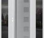 Modern Steel Front Door Diamond C3 60" x 80" white/white frosted Glass Panel stainless steel RHI with 2 Sidelites mirrored Glass