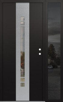 DIAMOND A4 52" X 80" BLACK/BLACK CLEAR GLASS PANEL STAINLESS STEEL LHI WITH SIDELITE MIRRORED GLASS
