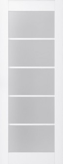 DOOR SLAB PALLADIO 5 LITE VETRO BIANCO NOBLE 24" X 80" X 1 9/16" TEMPERED FROSTED GLASS