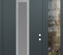 Modern Steel Front Door DIAMOND A1 48" X 96" ANTHRACITE/ANTHRACITE FROSTED GLASS PANEL STAINLESS STEEL LHI WITH SIDELITE AND TRANSOM CLEAR GLASS