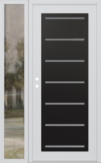 Diamond C11 50" x 80" white/white frosted Glass Panel black RHI with Sidelite clear Glass