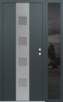 DIAMOND A12 48" X 80" ANTHRACITE/ANTHRACITE FROSTED GLASS PANEL STAINLESS STEEL LHI WITH SIDELITE MIRRORED GLASS