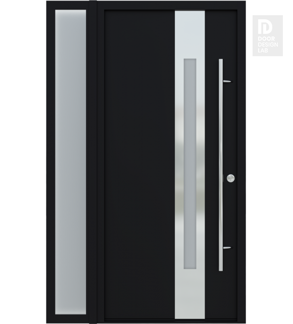 MODERN FRONT STEEL DOOR ZEPHYR BLACK/WHITE 49 1/4" X 81 11/16" LHI + SIDELITE LEFT