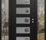 Modern Steel Front Door Diamond D2 60" x 80" black/black clear Glass Panel stainless steel LHI with 2 Sidelites clear Glass