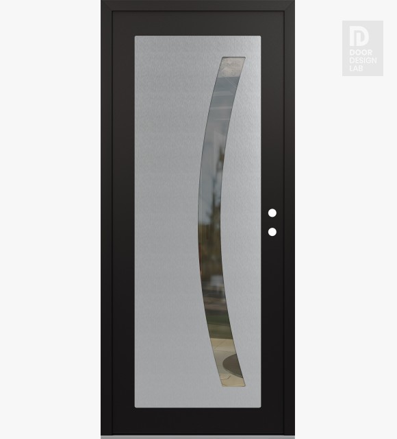 Modern Steel Front Door Diamond C4 36" x 80" black/black clear Glass Panel stainless steel LHI