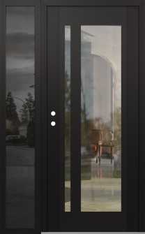 Diamond C15 48" x 80" black/black clear Glass Panel black RHI with Sidelite mirrored Glass