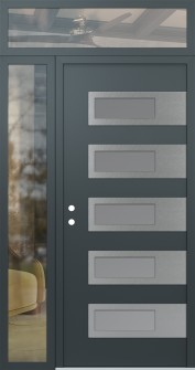 Diamond D3 48" x 96" anthracite/anthracite frosted Glass Panel stainless steel RHI with Sidelite and Transom clear Glass