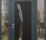Modern Steel Front Door Diamond C4 68" x 96" anthracite/anthracite clear Glass Panel black RHI with 2 Sidelites and Transom clear Glass