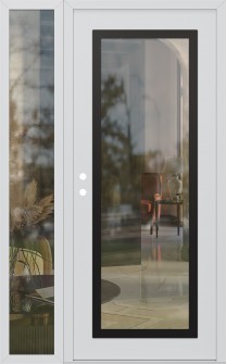 Diamond C1 48" x 80" white/white clear Glass Panel black RHI with Sidelite clear Glass