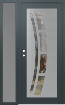 Diamond C12 52" x 80" anthracite/anthracite clear Glass Panel stainless steel RHI with Sidelite frosted Glass