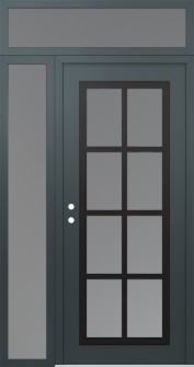 Diamond C16 48" x 96" anthracite/anthracite frosted Glass Panel black RHI with Sidelite and Transom frosted Glass