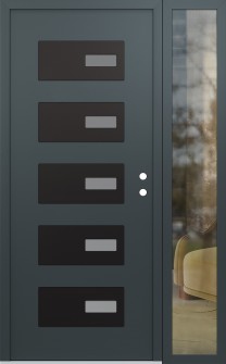 Diamond D7 48" x 80" anthracite/anthracite frosted Glass Panel black LHI with Sidelite clear Glass