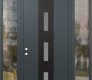 Modern Steel Front Door DIAMOND A7 64" X 96" ANTHRACITE/ANTHRACITE FROSTED GLASS PANEL BLACK RHI WITH 2 SIDELITES AND TRANSOM CLEAR GLASS