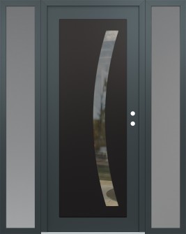 Diamond C4 64" x 80" anthracite/anthracite clear Glass Panel black LHI with 2 Sidelites frosted Glass