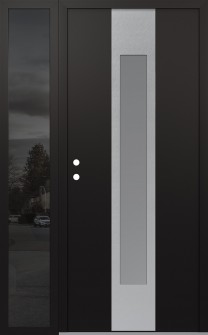 DIAMOND A1 48" X 80" BLACK/WHITE FROSTED GLASS PANEL STAINLESS STEEL RHI WITH SIDELITE MIRRORED GLASS