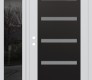Modern Steel Front Door Diamond C7 52" x 80" white/white frosted Glass Panel black LHI with Sidelite mirrored Glass