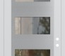 Modern Steel Front Door Diamond C2 36" x 96" white/white clear Glass Panel stainless steel LHI with Transom frosted Glass