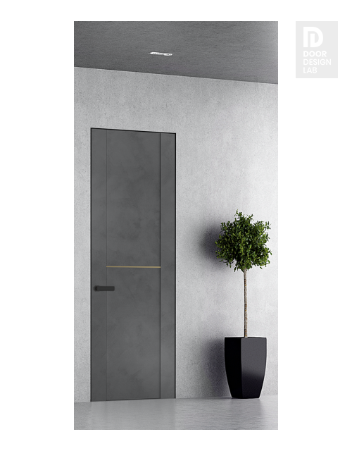 Avon 01 1H Gold Dark Urban Modern Interior Frameless Door by Belldinni