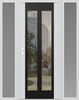 Diamond C14 64" x 80" white/white clear Glass Panel black RHI with 2 Sidelites frosted Glass