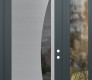 Modern Steel Front Door Diamond C13 50" x 96" anthracite/anthracite mirrored Glass Panel stainless steel LHI with Sidelite and Transom clear Glass
