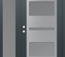 Modern Steel Front Door Diamond C10 48" x 80" anthracite/anthracite frosted Glass Panel stainless steel RHI with Sidelite frosted Glass