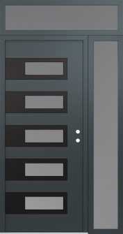 Diamond D3 48" x 96" anthracite/anthracite frosted Glass Panel black LHI with Sidelite and Transom frosted Glass