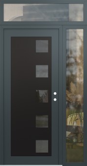 Diamond C5 50" x 96" anthracite/anthracite mirrored Glass Panel black LHI with Sidelite and Transom clear Glass