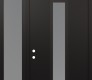 Modern Steel Front Door DIAMOND A11 48" X 96" BLACK/WHITE FROSTED GLASS PANEL BLACK RHI WITH SIDELITE AND TRANSOM FROSTED GLASS