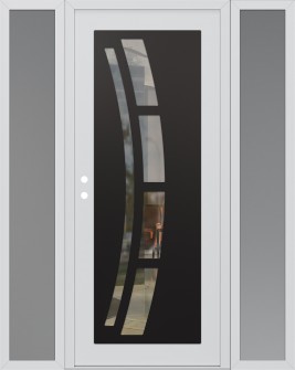 Diamond C12 68" x 80" white/white clear Glass Panel black RHI with 2 Sidelites frosted Glass