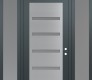 Modern Steel Front Door Diamond C7 68" x 96" anthracite/anthracite frosted Glass Panel stainless steel LHI with 2 Sidelites and Transom frosted Glass