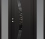 Modern Steel Front Door Diamond C4 68" x 80" black/black mirrored Glass Panel black RHI with 2 Sidelites frosted Glass