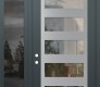 Modern Steel Front Door Diamond C9 52" x 96" anthracite/anthracite clear Glass Panel stainless steel RHI with Sidelite and Transom mirrored Glass