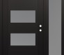 Modern Steel Front Door Diamond C2 52" x 80" black/white frosted Glass Panel black LHI with Sidelite frosted Glass