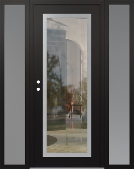 Diamond C1 68" x 80" black/black clear Glass Panel stainless steel RHI with 2 Sidelites frosted Glass