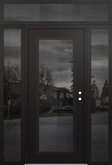 Diamond C1 68" x 96" black/black mirrored Glass Panel black LHI with 2 Sidelites and Transom mirrored Glass