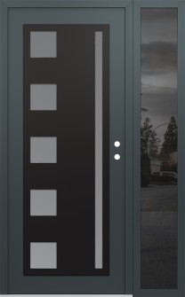 Diamond C3 48" x 80" anthracite/anthracite frosted Glass Panel black LHI with Sidelite mirrored Glass