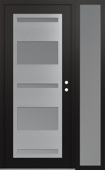 Diamond C10 48" x 80" black/white frosted Glass Panel stainless steel LHI with Sidelite frosted Glass