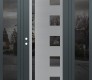 Modern Steel Front Door Diamond C3 64" x 80" anthracite/anthracite mirrored Glass Panel stainless steel RHI with 2 Sidelites mirrored Glass