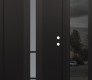 Modern Steel Front Door DIAMOND A3 50" X 80" BLACK/WHITE FROSTED GLASS PANEL BLACK LHI WITH SIDELITE MIRRORED GLASS