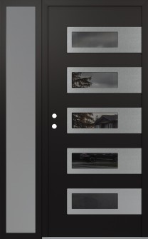 Diamond D3 50" x 80" black/black Mirrored Glass Panel stainless steel RHI with Sidelite frosted Glass
