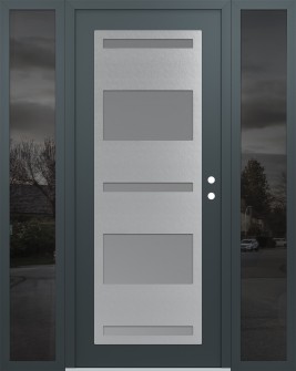 Diamond C10 60" x 80" anthracite/anthracite frosted Glass Panel stainless steel LHI with 2 Sidelites mirrored Glass
