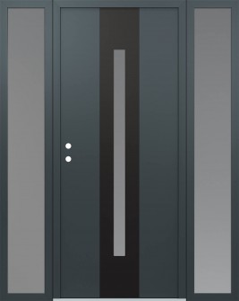 DIAMOND A2 68" X 80" ANTHRACITE/ANTHRACITE FROSTED GLASS PANEL BLACK RHI WITH 2 SIDELITES FROSTED GLASS