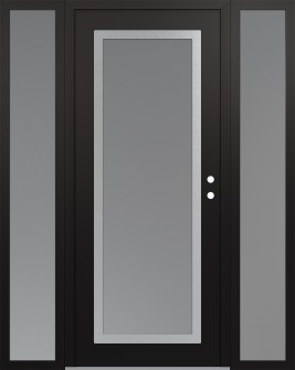 Diamond C1 68" x 80" black/white frosted Glass Panel stainless steel LHI with 2 Sidelites frosted Glass