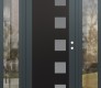 Modern Steel Front Door Diamond C5 68" x 80" anthracite/anthracite frosted Glass Panel black LHI with 2 Sidelites clear Glass