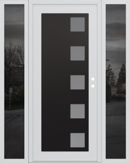 Diamond C5 60" x 80" white/white frosted Glass Panel black LHI with 2 Sidelites mirrored Glass