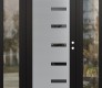 Modern Steel Front Door Diamond C8 64" x 80" black/black mirrored Glass Panel stainless steel LHI with 2 Sidelites clear Glass